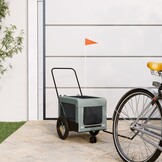 vidaXL Hondenfietstrailer oxford stof en ijzer grijs en zwart