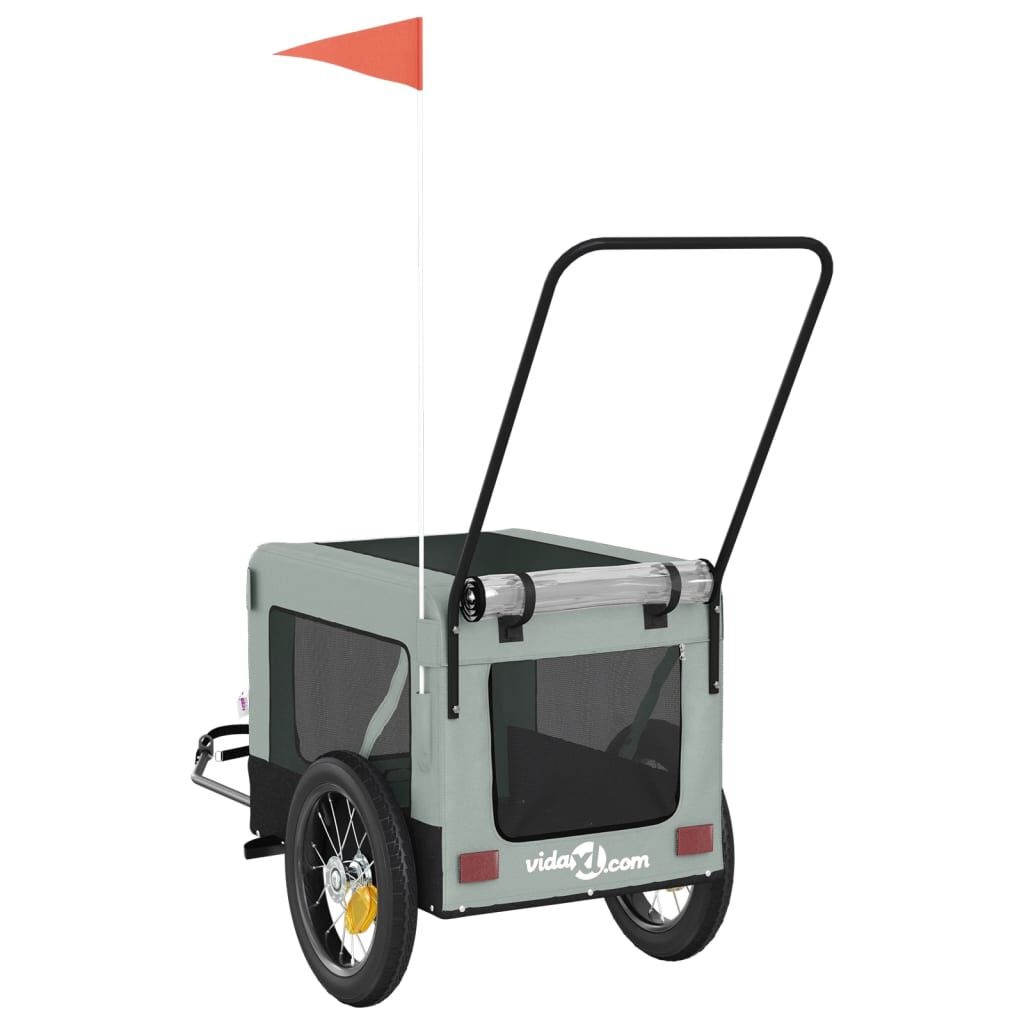 vidaXL Hondenfietstrailer oxford stof en ijzer grijs en zwart