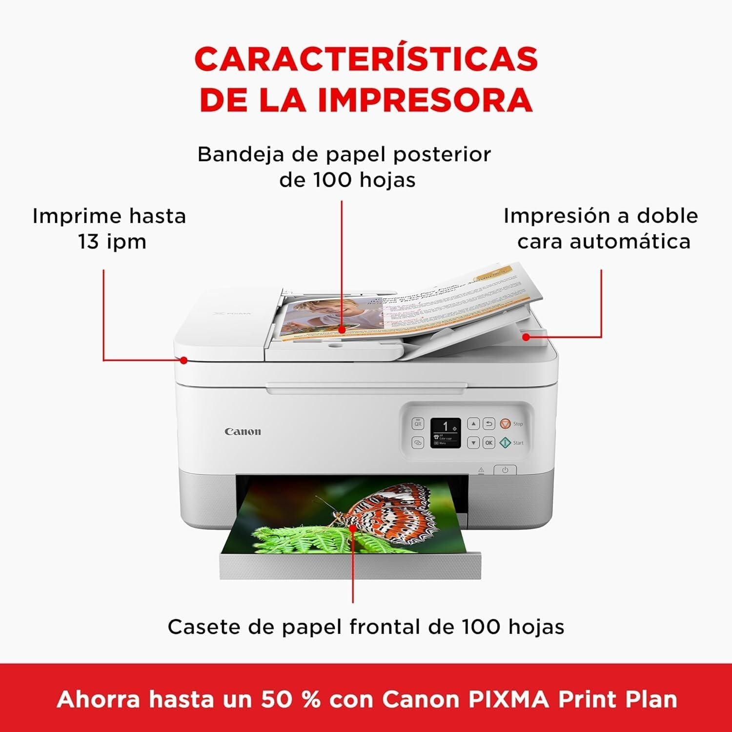 PIXMA TS7451i 3-in-1 WLAN-printer voor thuiskantoor, kopieerapparaat en scanner – compatibel met PIXMA Print Plan – afdrukken van foto's zonder rand – draadloos printen/scannen via de cloud en