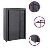 vidaXL Kledingkast opvouwbaar 110x45x175 cm stof grijs
