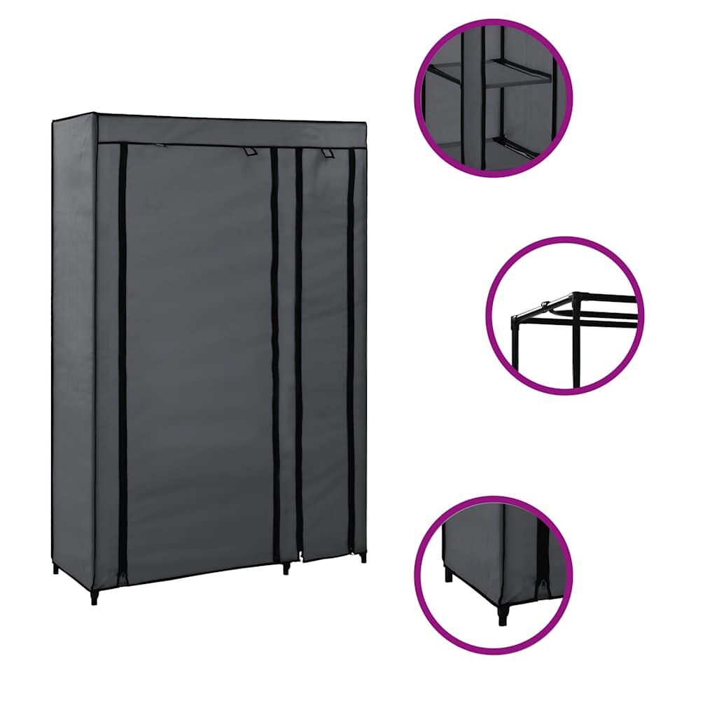 vidaXL Kledingkast opvouwbaar 110x45x175 cm stof grijs