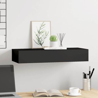 vidaXL Wandschap met lade 60x23,5x10 cm MDF zwart