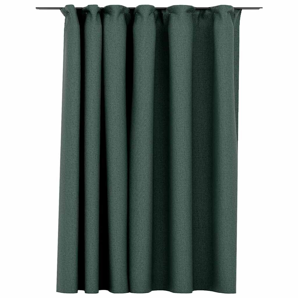 vidaXL Gordijn linnen-look verduisterend met haken 290x245 cm groen