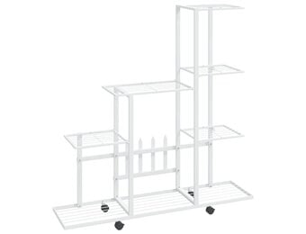 vidaXL Bloemenstandaard met wielen 94,5x25x92,5 cm metaal wit