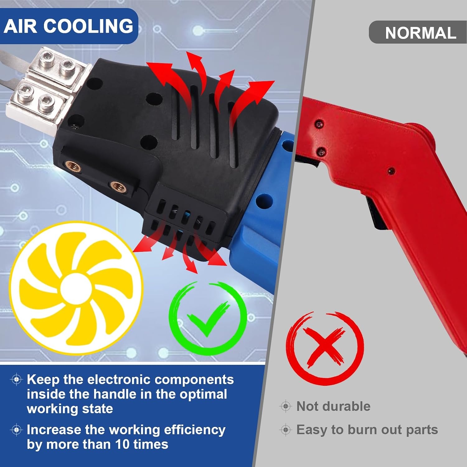 Komsepor piepschuimsnijder, elektrische hete-mes, schuimsnijder met Nichrome messen styrocutter 220-240 V met koelsysteem, geschikt voor piepschuim (Blauw-luchtkoeling 200W)