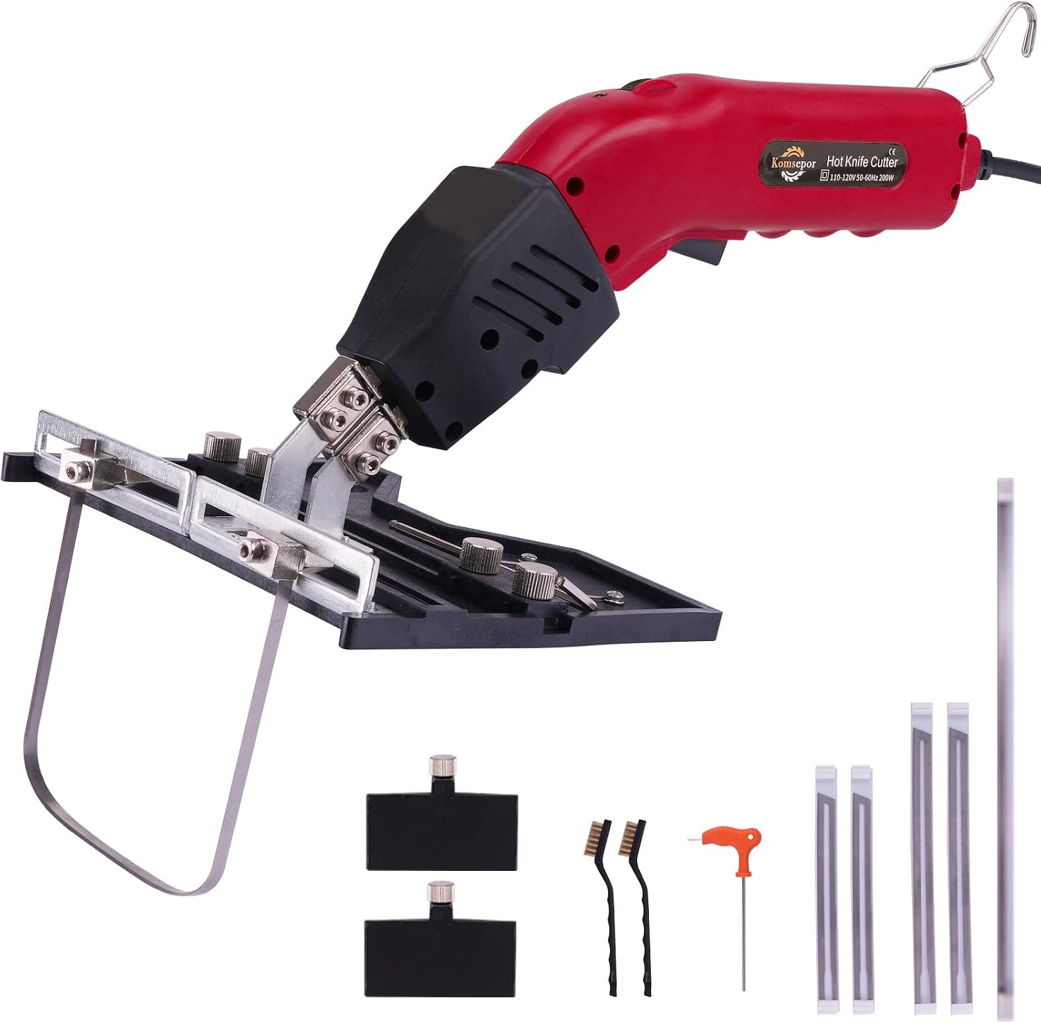 Komsepor piepschuimsnijder, elektrische hete-mes, schuimsnijder met Nichrome messen styrocutter 220-240 V met koelsysteem, geschikt voor piepschuim (Blauw-luchtkoeling 200W)