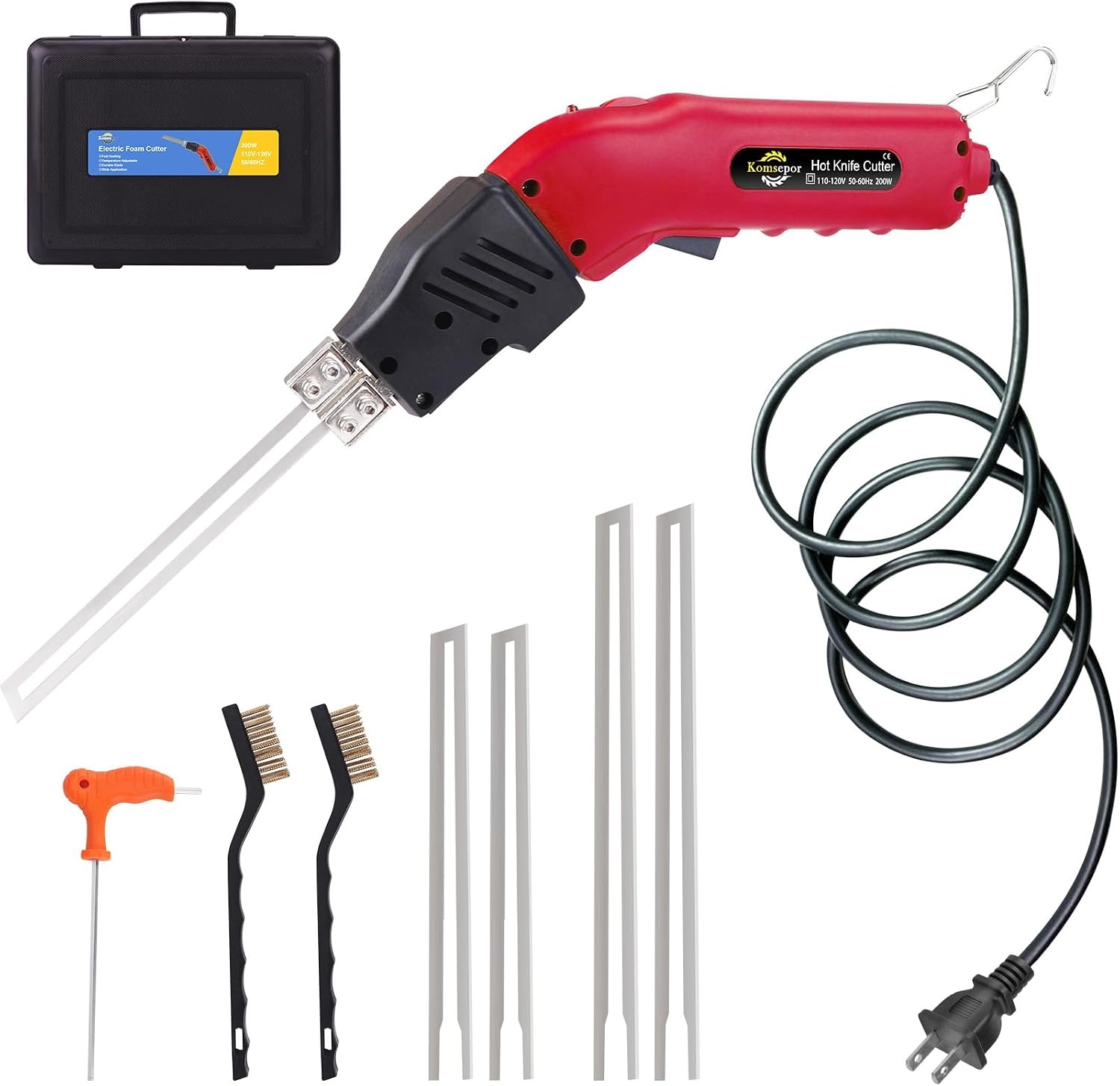 Komsepor piepschuimsnijder, elektrische hete-mes, schuimsnijder met Nichrome messen styrocutter 220-240 V met koelsysteem, geschikt voor piepschuim (Blauw-luchtkoeling 200W)