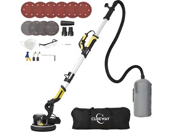 Droogbouwschuurmachine, 750 W elektrische paalslijper met ledlicht, opvouwbaar, telescoop, vacuüm, 10 stuks schuurpapier, uitstekende stofverwijdering (1)