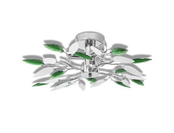 vidaXL Plafondlamp witte en groene acryl kristal bladeren 3xE14