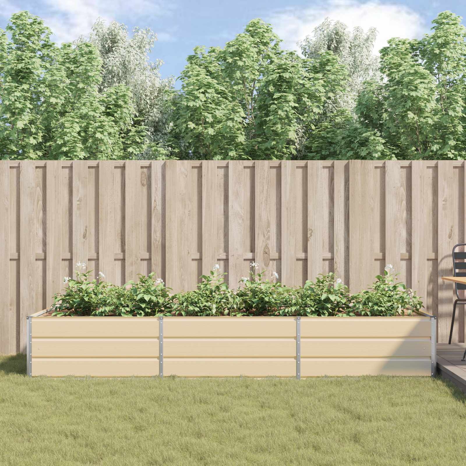 vidaXL Plantenbak Ivoor 290 x 100 x 45 cm Gegalvaniseerd staal