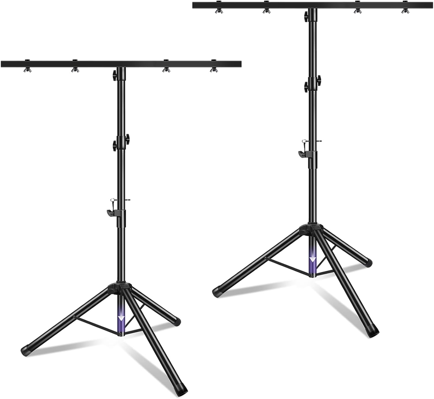 2 stuks lichtstatief met dwarstraverse, 1 m-2,5 m in hoogte verstelbare DJ lichtstatief voor podiumverlichting en concerverlichting, voor maximaal 4 DJ-licht