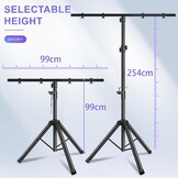 2 stuks lichtstatief met dwarstraverse, 1 m-2,5 m in hoogte verstelbare DJ lichtstatief voor podiumverlichting en concerverlichting, voor maximaal 4 DJ-licht