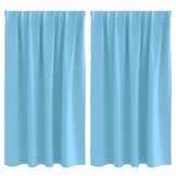 vidaXL Gordijnen met gordijnen 2 pcs lichtblauw Polyester