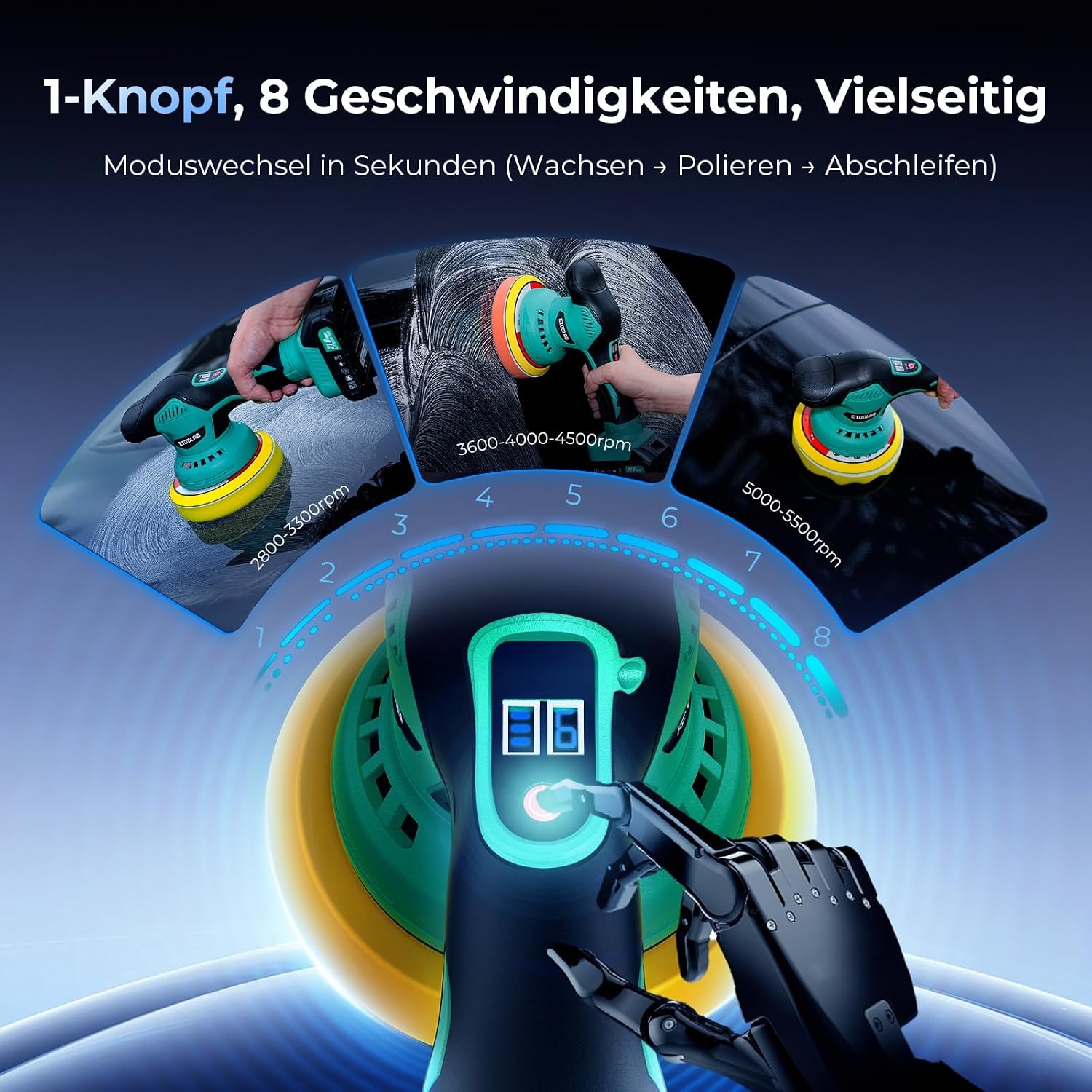 ETOOLAB Car Polisher, 8 Variable Speeds,Car Polishers and Buffers