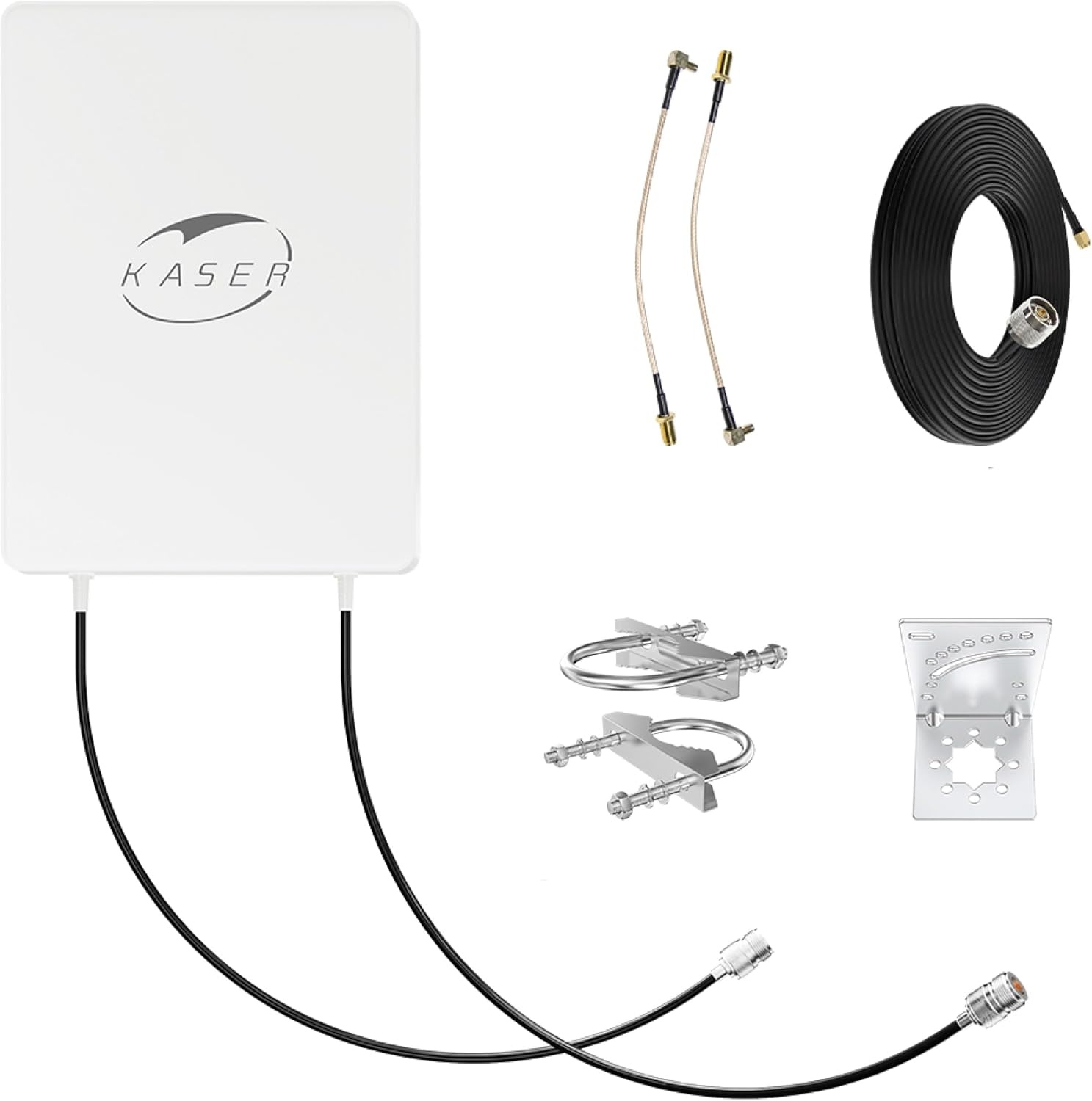 Kaser Externe 5G Richtantenne N78 Monoband (3300-3800MHz) MIMO Panel met 15dBi gain en 10m T240 kabel - Zwart