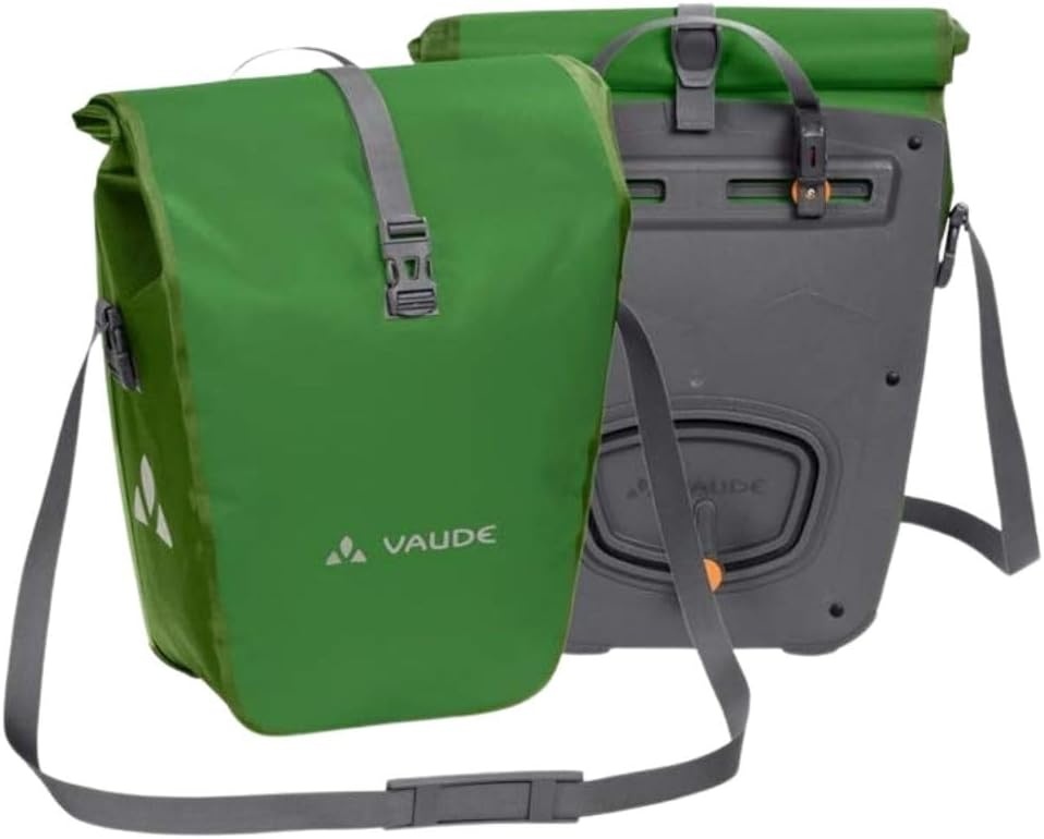 VAUDE Fietstassen voor bagagedrager Aqua Back 2 x 24 l, groen, 2 x achterwieltassen waterdicht, fietstas achter, eenvoudige bevestiging, Made in Germany