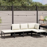 vidaXL 5-delige Loungeset met kussens poly rattan zwart