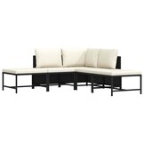 vidaXL 5-delige Loungeset met kussens poly rattan zwart