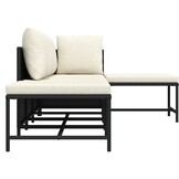 vidaXL 5-delige Loungeset met kussens poly rattan zwart