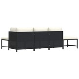 vidaXL 5-delige Loungeset met kussens poly rattan zwart