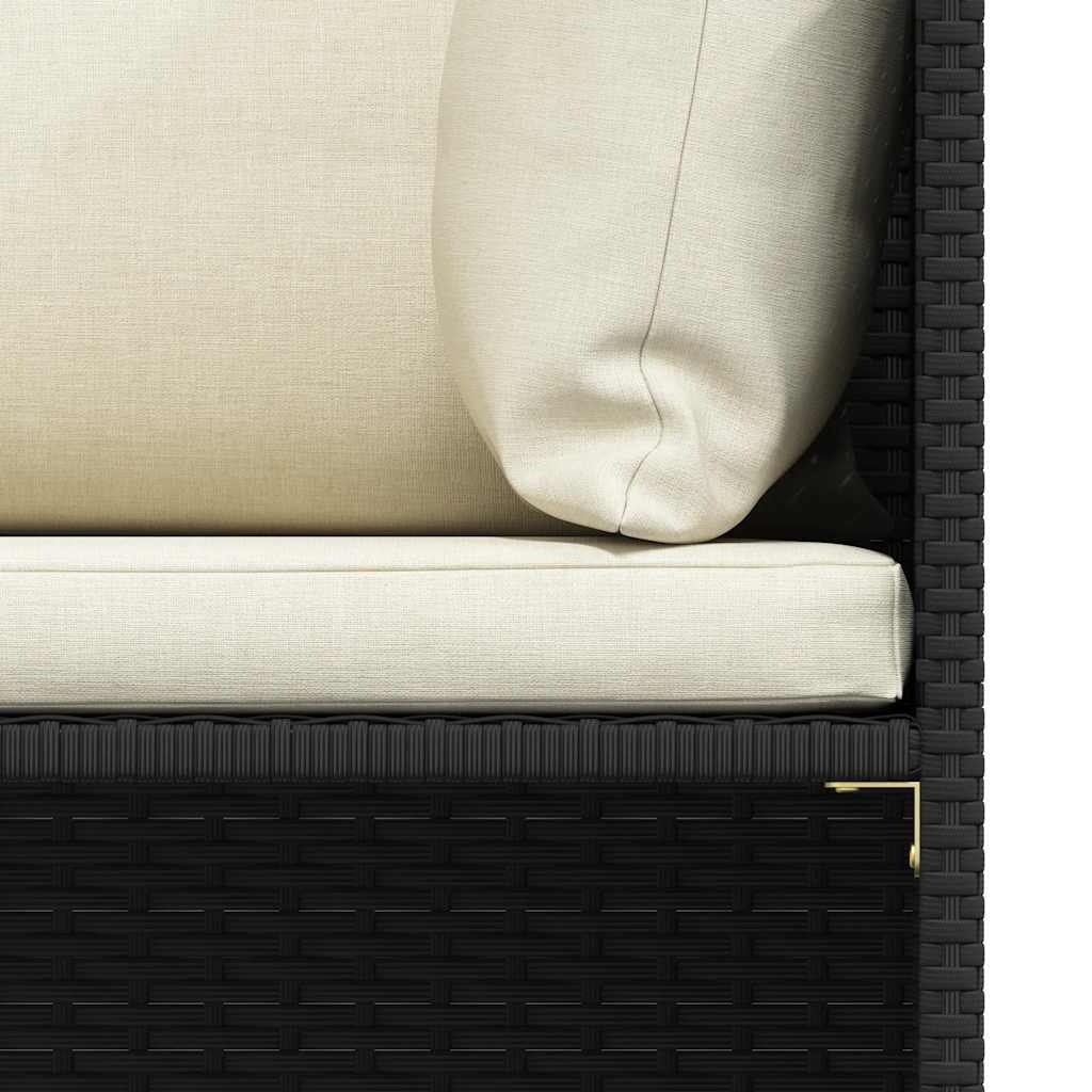 vidaXL 5-delige Loungeset met kussens poly rattan zwart