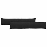 vidaXL Sofa Kussens 2 st Stof Zwart 200 x 40 cm