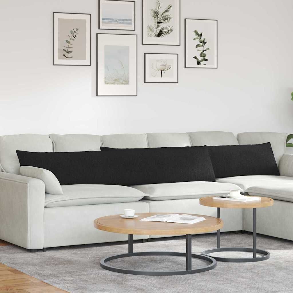 vidaXL Sofa Kussens 2 st Stof Zwart 200 x 40 cm