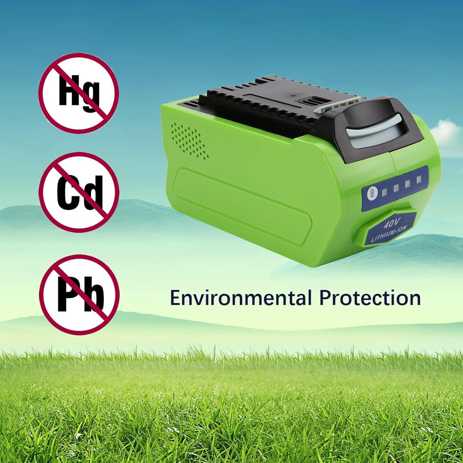 Exmate Li-Ion 40V 5.0Ah accu voor GreenWorks G-MAX 29472 29282 2601102 24252 29462 29302 29662