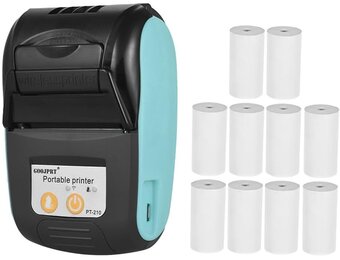 Draagbare bonnenprinter 58mm Pt-210 voor Retail Horeca Logistiek | Bluetooth iOS Android | 1500mAh accu 8u werktijd | Incl. 10 papierrollen