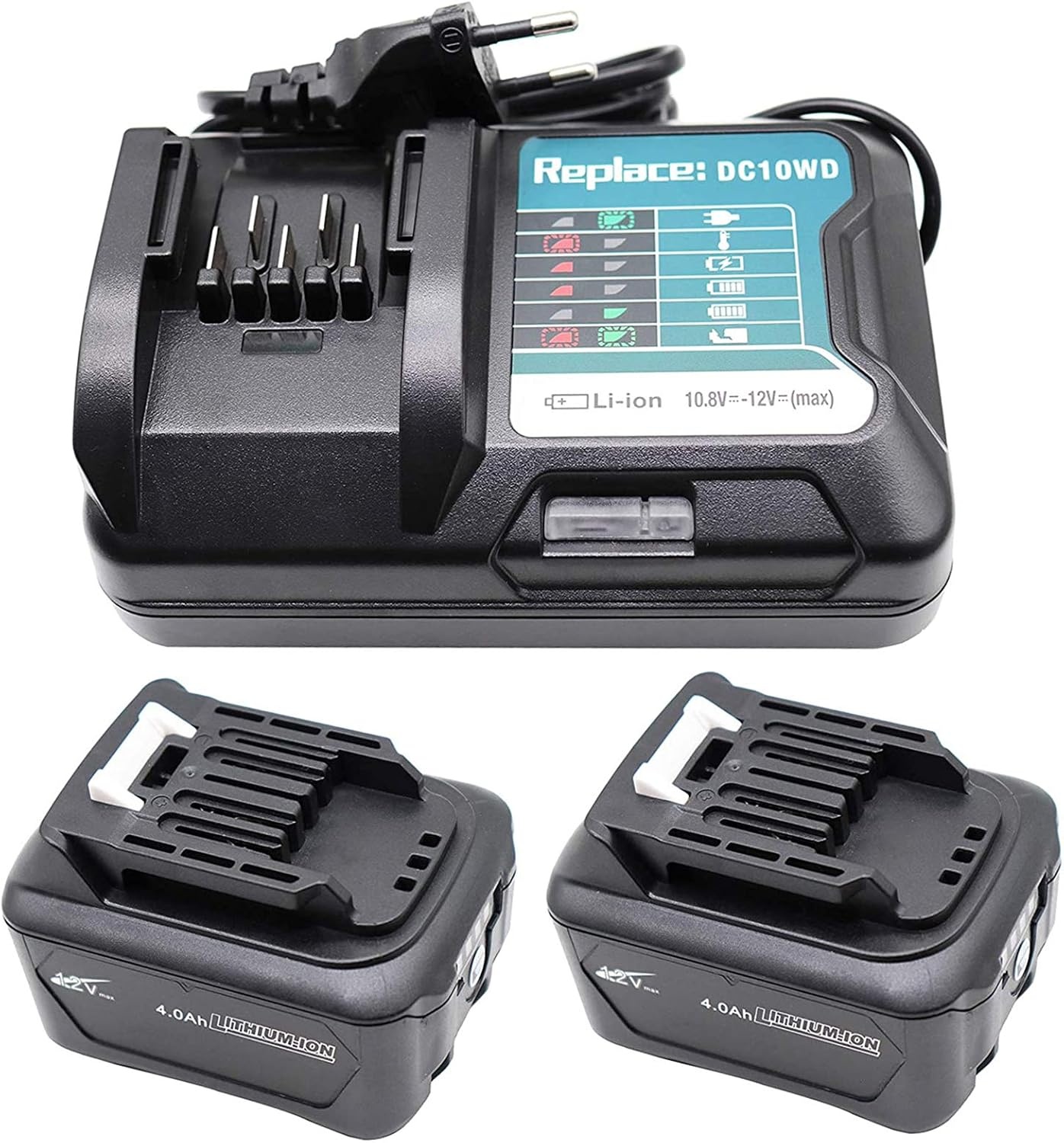 Accuset Makita 12V: 2x 4.0Ah accu's + oplader - 34% Korting