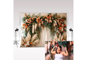Fotografie Achtergrond Boho Bloemen Pampas Gras 2.2x1.5m - 50% Korting