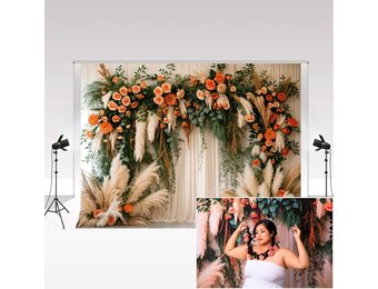 Boho Bloemen Pampas Gras Fotografie Achtergrond | 2.2x1.5m | 33% Korting