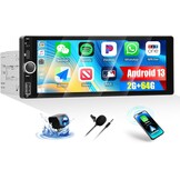 Autoradio Android 13 1-DIN 2GB/64GB met 6.86-inch scherm | CarPlay Android Auto Bluetooth USB Wi-Fi FM/RDS