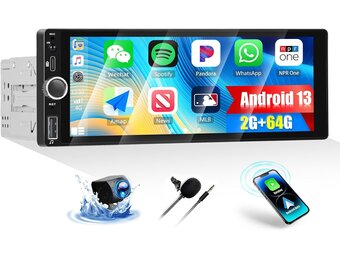 Autoradio Android 13 1-DIN 2GB/64GB met 6.86-inch scherm | CarPlay Android Auto Bluetooth USB Wi-Fi FM/RDS