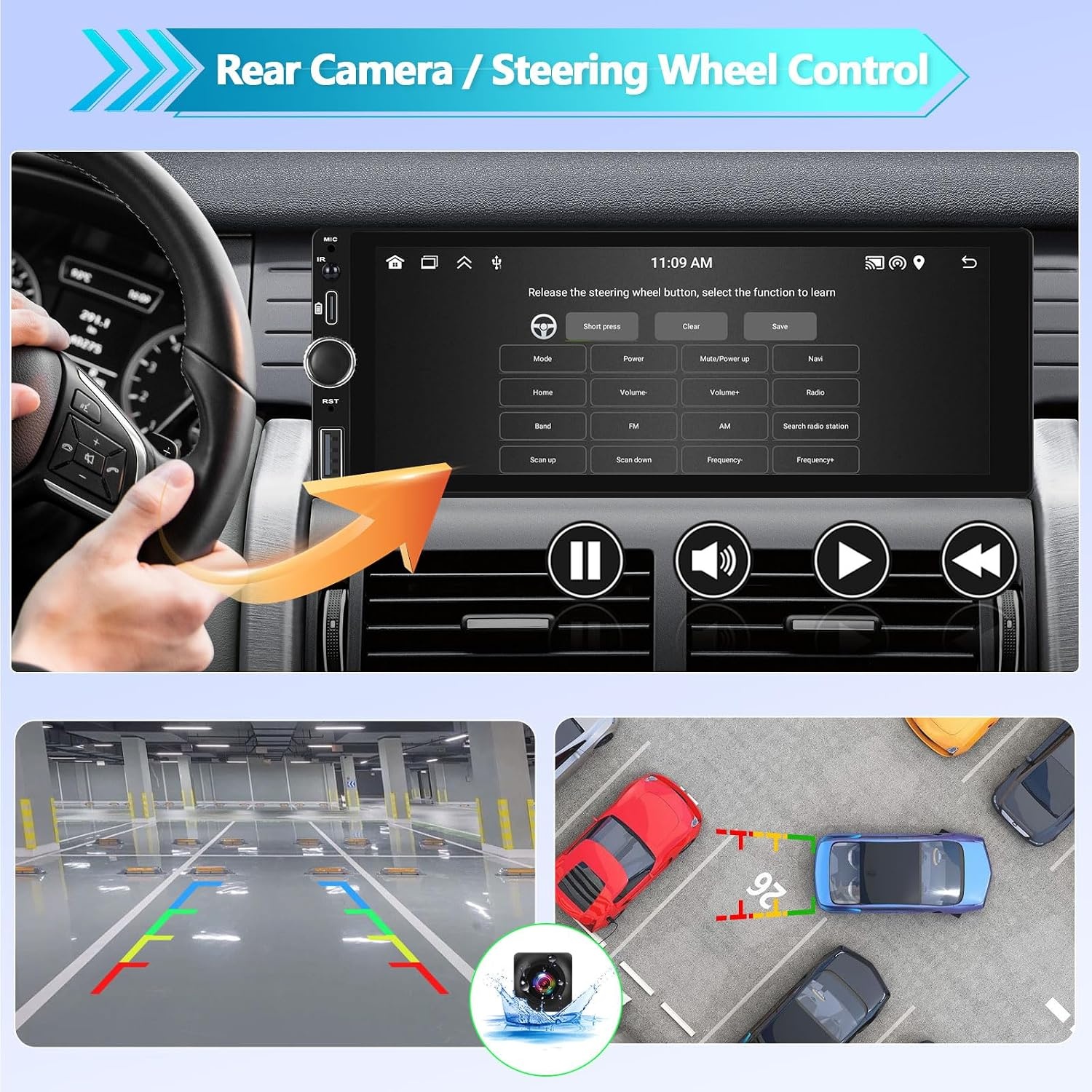 Autoradio Android 13 1-DIN 2GB/64GB met 6.86-inch scherm | CarPlay Android Auto Bluetooth USB Wi-Fi FM/RDS
