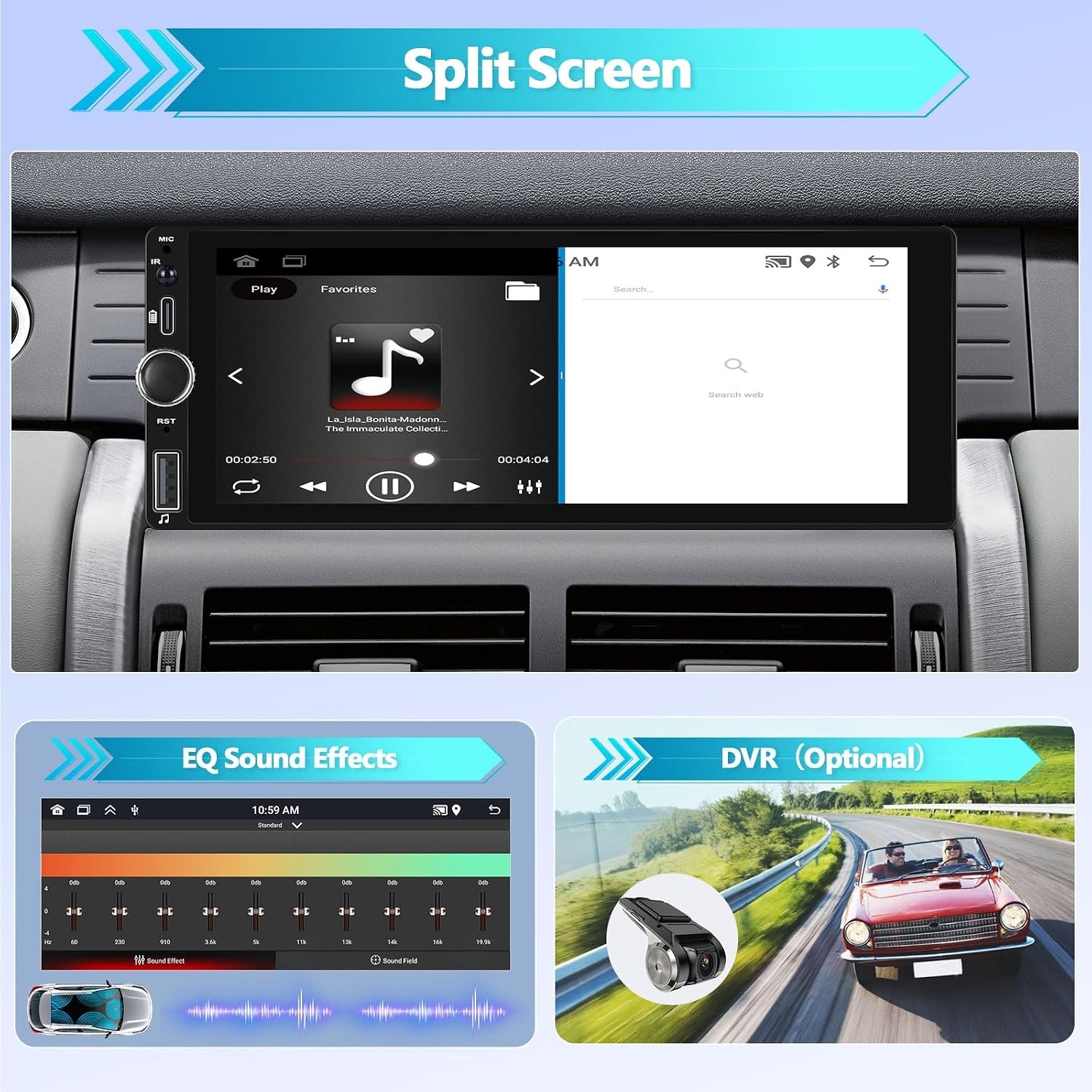 Autoradio Android 13 1-DIN 2GB/64GB met 6.86-inch scherm | CarPlay Android Auto Bluetooth USB Wi-Fi FM/RDS
