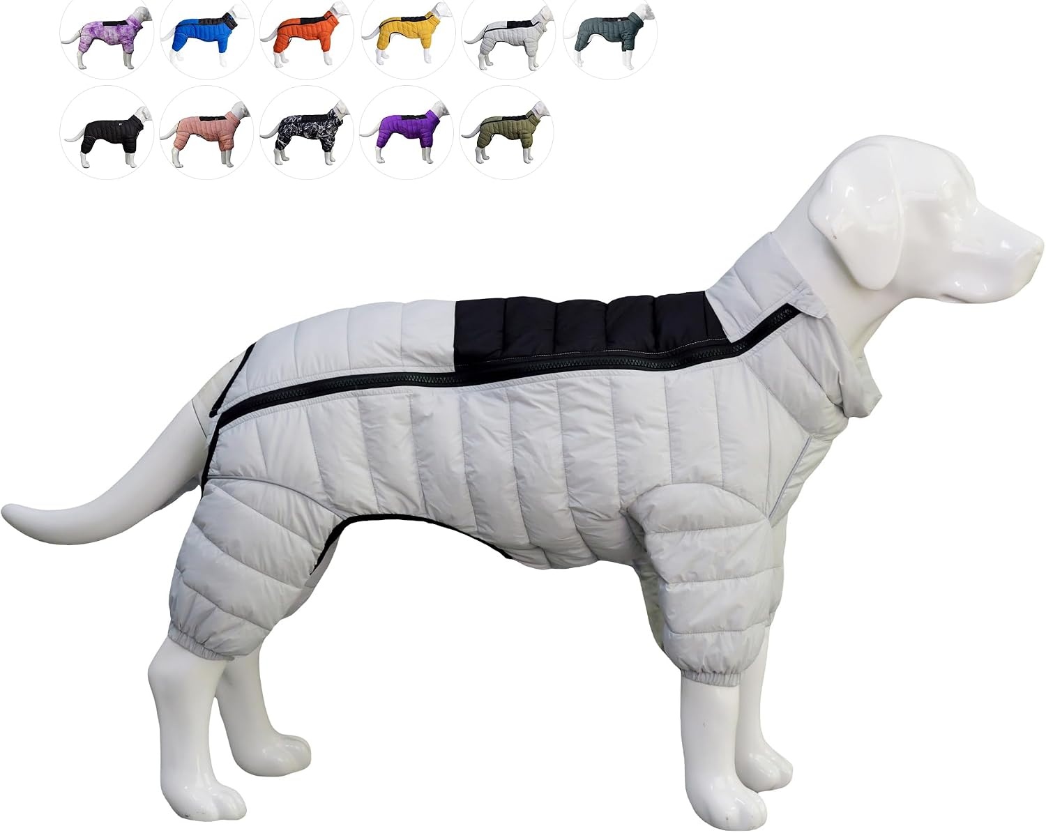 Hondenjas Warm Waterdicht Winddicht Reflecterend met 4 Poten Bedekt voor Kleine, Middelgrote & Grote Honden Gebroken Wit XL