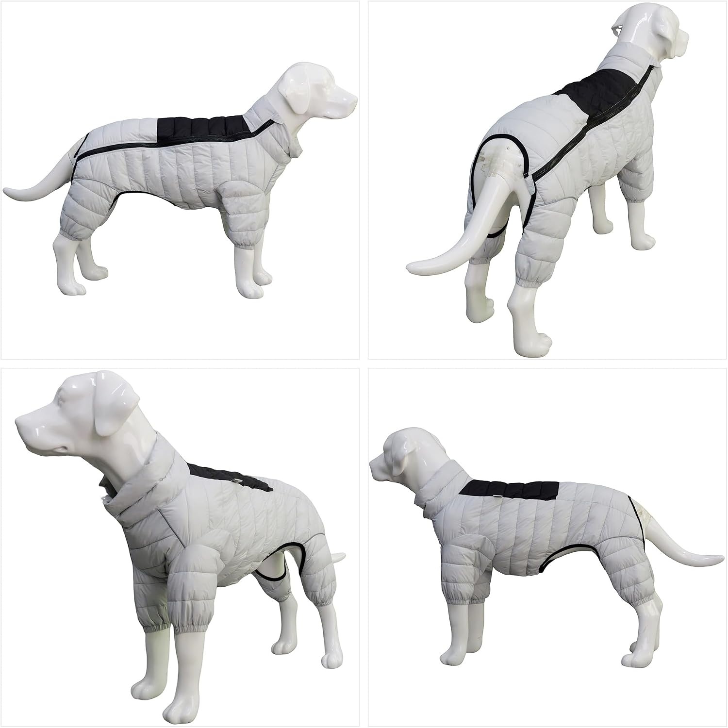 Hondenjas Warm Waterdicht Winddicht Reflecterend met 4 Poten Bedekt voor Kleine, Middelgrote & Grote Honden Gebroken Wit XL
