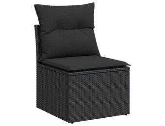 VidaXL Tuinstoel Poly Rattan Zwart met Kussens - 34% Korting