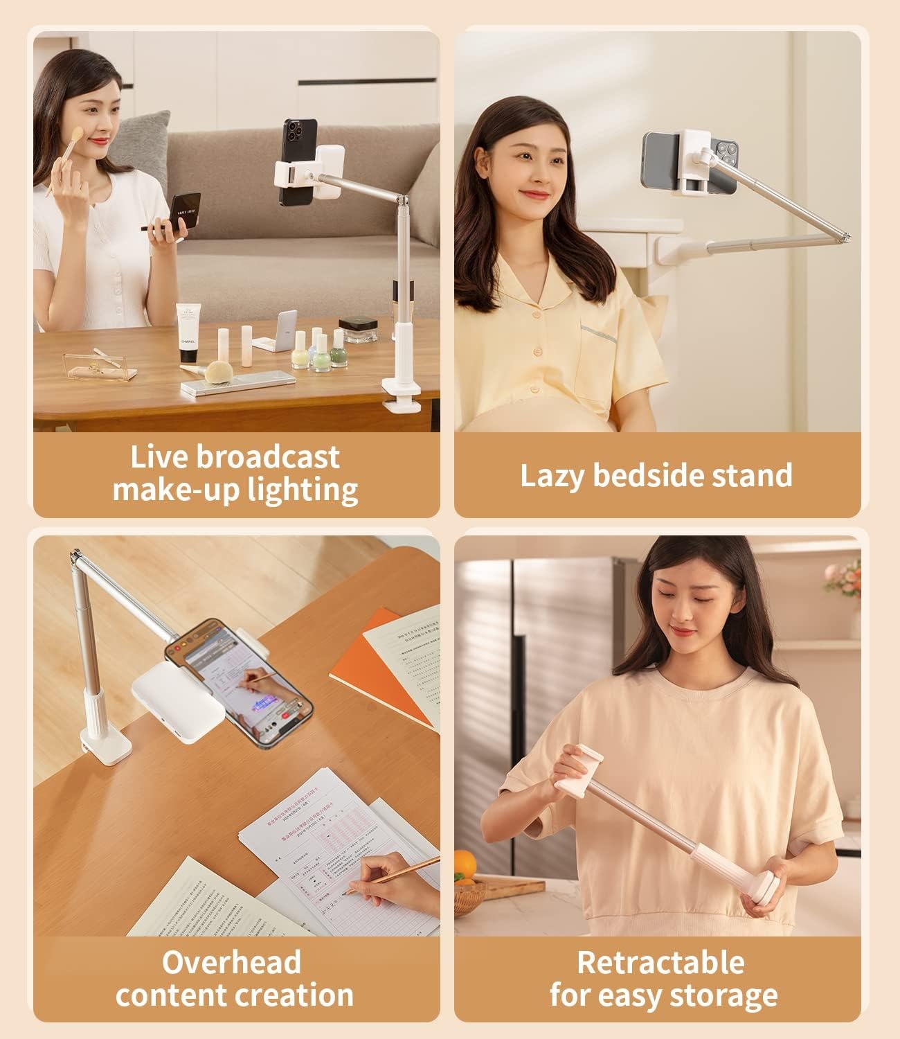 Overhead Telefoonhouder met Ringlicht - 34% Korting!