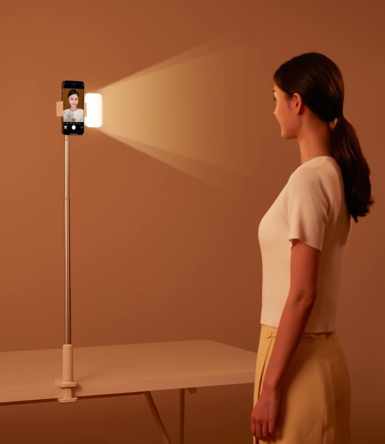 Overhead Telefoonhouder met Ringlicht - 34% Korting!