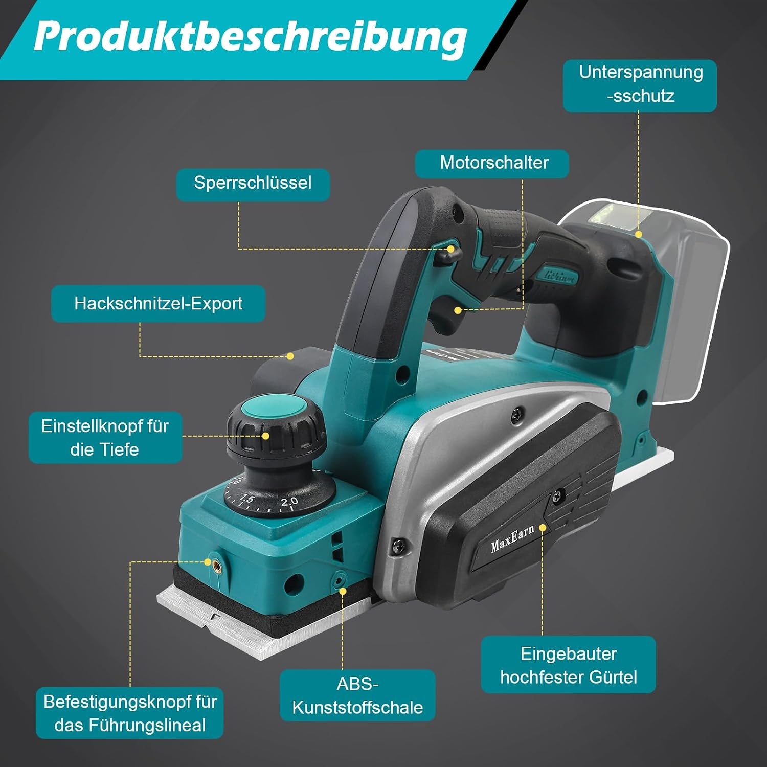 Draadloze Accu Schaafmachine (Makita 18V) | 82mm Breed | 34% Korting