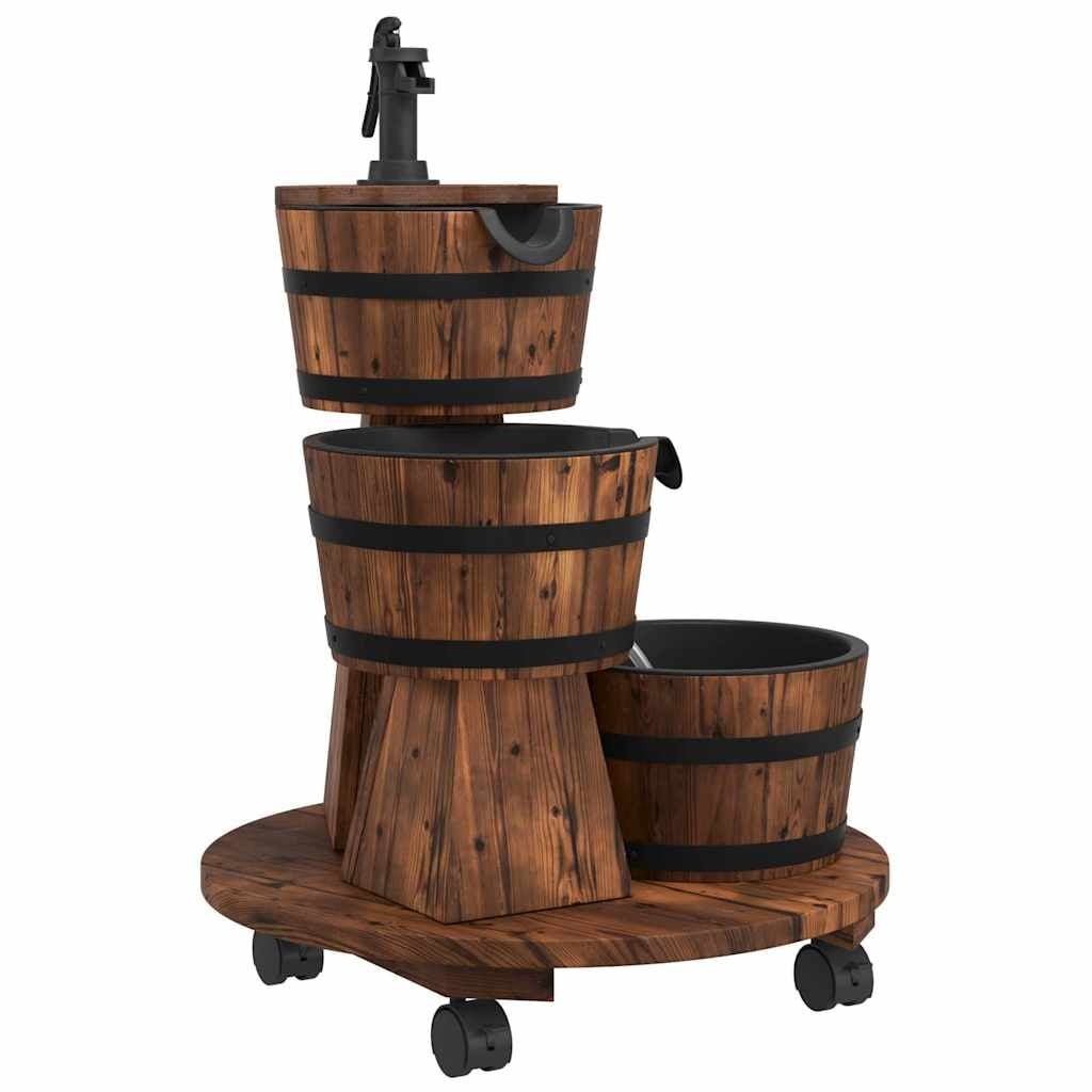 Houten Waterfontein met Pomp & Wieltjes - 55x55x80 cm - 54% Korting