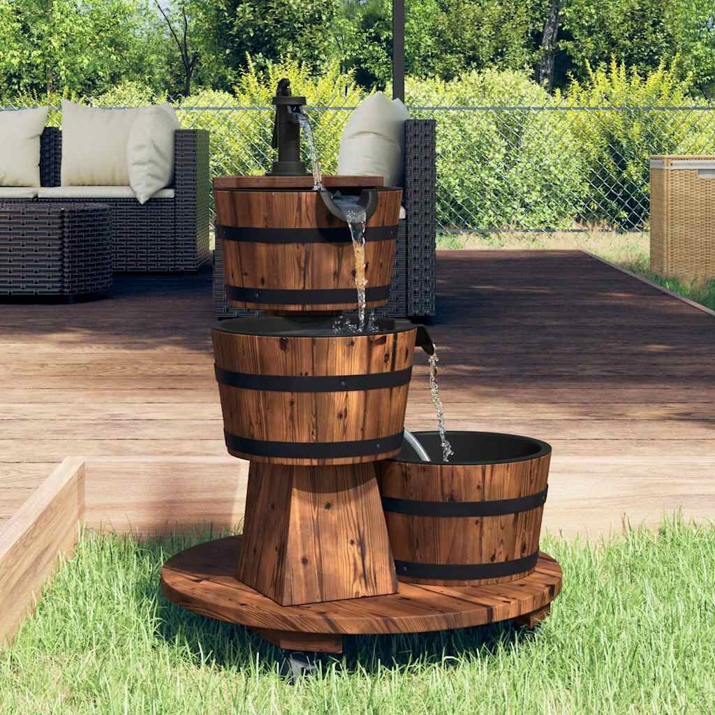 Houten Waterfontein met Pomp & Wieltjes - 55x55x80 cm - 54% Korting