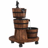 Houten Waterfontein met Pomp & Wieltjes - 55x55x80 cm - 54% Korting