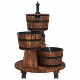 Houten Waterfontein met Pomp & Wieltjes - 55x55x80 cm - 54% Korting