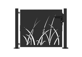 Zwarte Tuinpoort 110x105 cm Staal met Graspatroon - 41% Korting