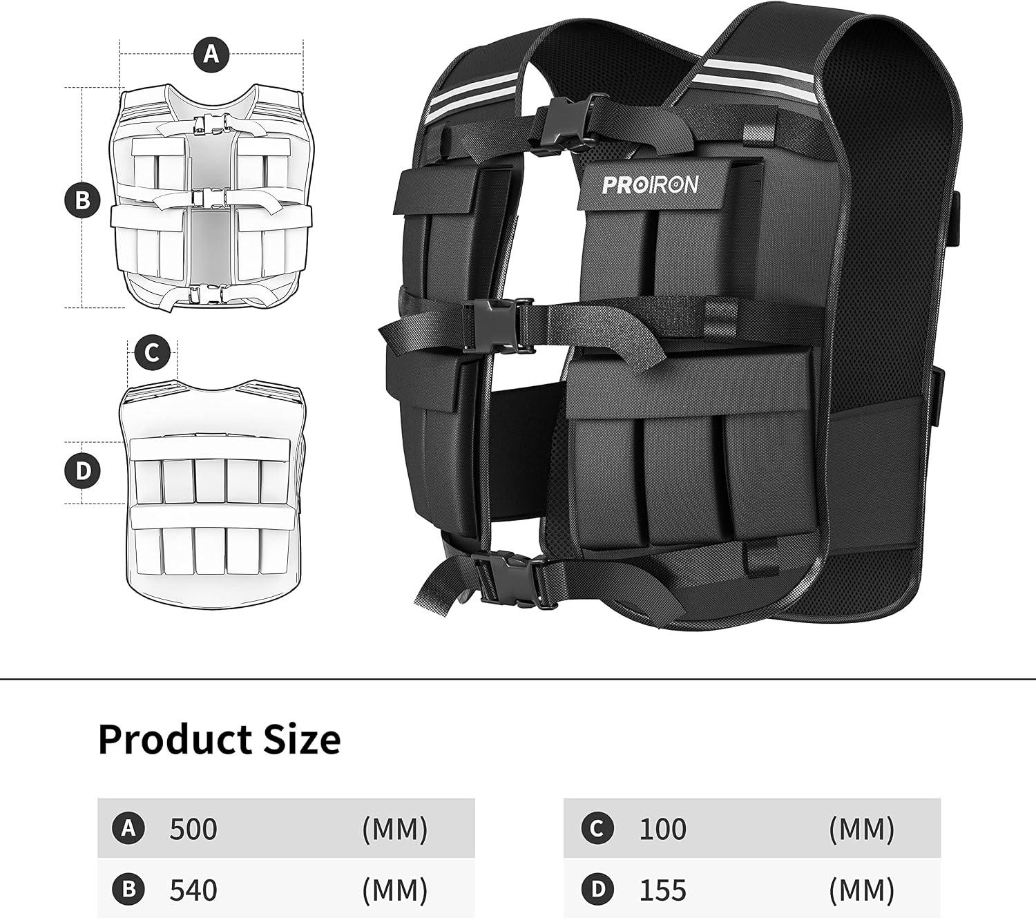 PROIRON Gewichtsvest 20kg - Verstelbaar & Comfortabel - 34% Korting