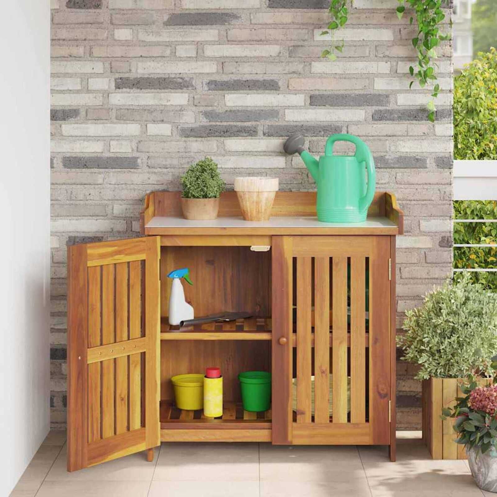 vidaXL Tuinkast met opslag met de deur Bruin 78 x 36.5 x 78cm