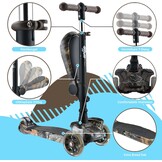 Hurtle Kids Scooter,3 Wheel Scooter,Foldable Scooter with Adjustable Height,Non-slip Platform,LED Illuminated Wheels,Scooter for Girls/Boys